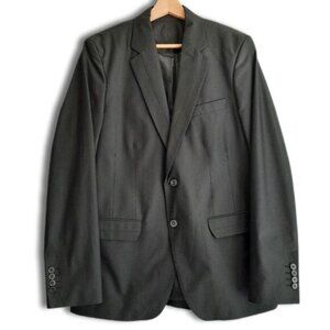 ZARA MAN Cotton Blend Blazer Jacket Pin-Stripe Black Men's Sz 40 R Flawed